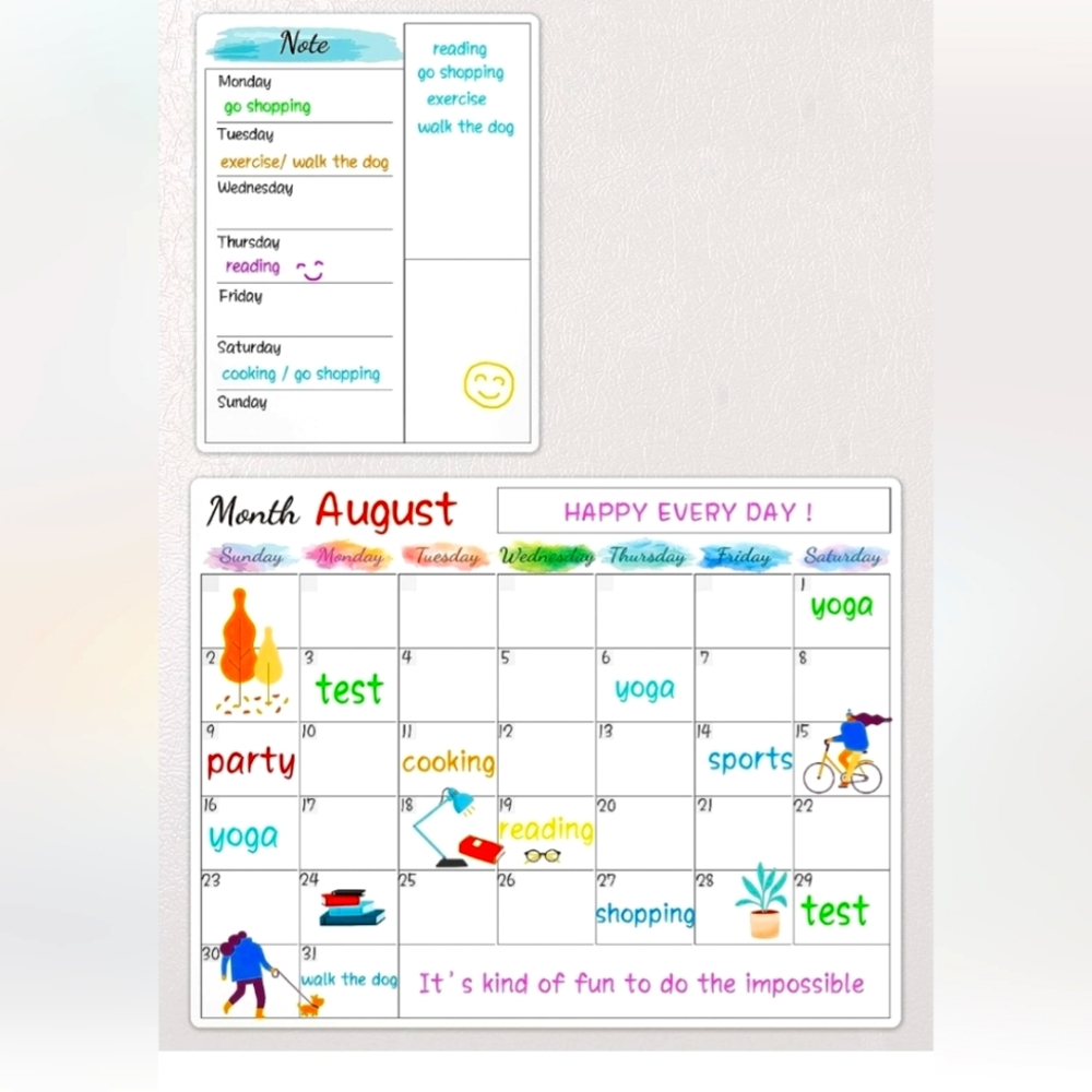 Dry Erase Fridge Magnetic Calender, Note Pad & Markers